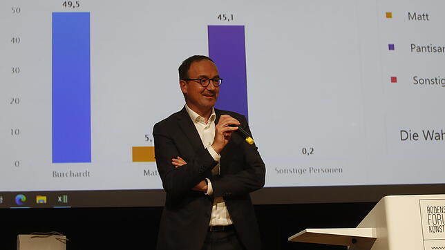 Uli Burchardt bei seiner Dankesrede im Bodenseeforum: "Ich will ein OB für alle sein. Es müssen Gräben zugeschüttet werden, da will ich ...