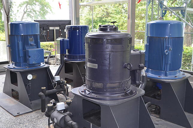 Die vier Pumpen im Rohwasserpumpwerk
