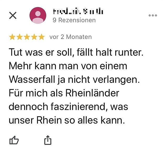 Bild 19: &bdquo;Tut was er soll, fällt halt runter&ldquo;: Die kuriosesten Internet-Bewertungen über den Rheinfall und andere Sehenswürdigkeiten und Einrichtungen in der Region
