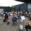 Endlich wieder gemeinsam proben: die Engener Stadtmusik bei ihrer ersten Zusammenkunft.