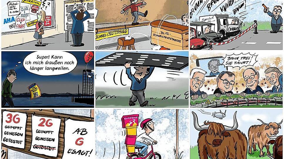 Bild : Jahresrückblick in Karikaturen:  Momenten zum Schmunzeln und  Staunen