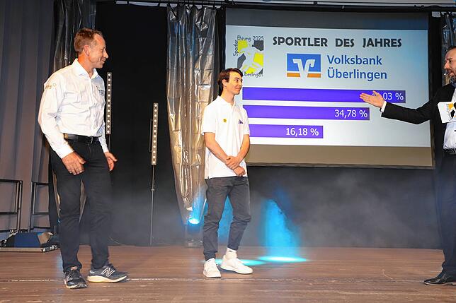 Ergebnisverkündung für den Einzelsportler des Jahres, Nick Schuler. Links Zweiter Hubert Merkelbach.