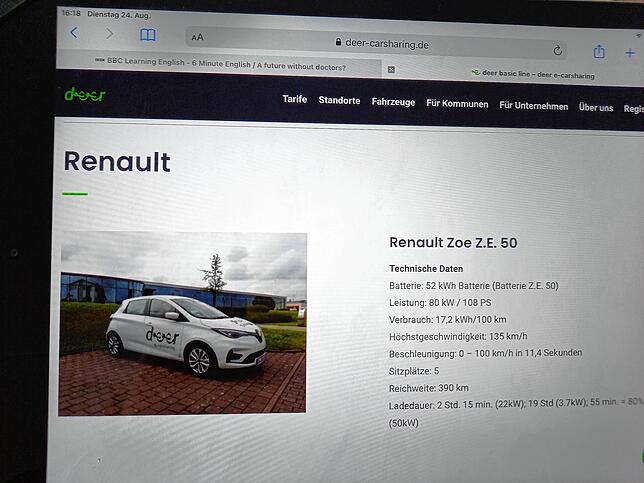 Dieser Renault Zoe ist an zwei Standorten in Villingen-Schwenningen zu mieten.
