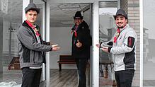 Lehrbub Philip Löffler, Zimmerermorschter Dominik Mutzel und Lehrbub Janis Zimmermann (von links) haben viel vor. Am Fasnachtssamstag ...