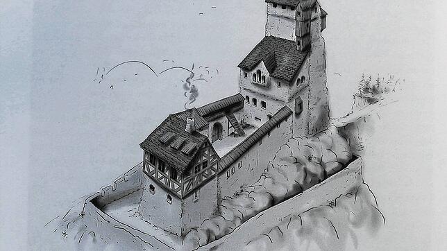 Die Burg Neufürstenberg bei Hammereisenbach könnte so einmal ausgesehen haben, rekonstruiert Roland Weis in seinem Buch &bdquo;Burgen im ...