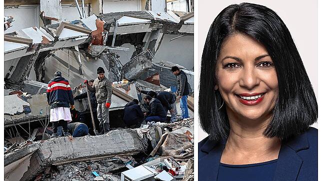 Das Bild zeigt das Ausmaß der Zerstörung in Kahramanmaras, der Heimat der Familie von Derya Türk-Nachbaur. Die SPD-Bundestagsabgeordnete ...