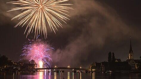 Firework over the Rhinefall on the Swiss National Day 1. August