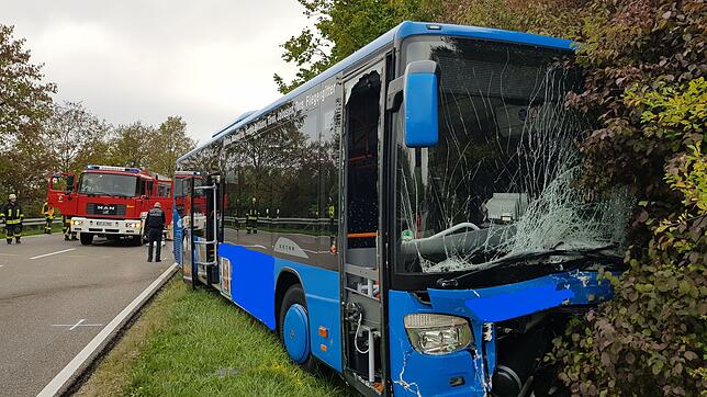 Die Kollision war so heftig, dass die Lenkung des Busses zerstört wurde und das Fahrzeug steuerlos nach links in die Böschung krachte.