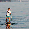 Er ist 65 Kilometer über den Bodensee gepaddelt: Dario Aemisegger war auf dem SUP von Bodman nach Bregenz unterwegs