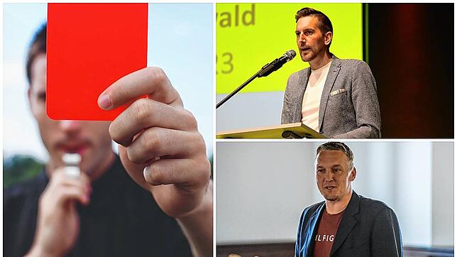 Ralf Brombacher (unten rechts) ist Verbandsschiedsrichterobmann beim Südbadischen Fußballverband. Tobias Doering war bis April ...