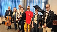 Gustav Rivinius, Christina Burchard, Florian Wiek, Anke Dill, Projektleiter Norbert Braun, Bürgermeisterin Monika Laule und der Leiter ...