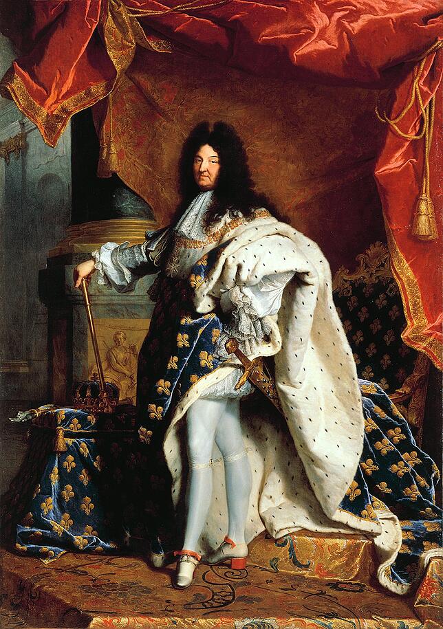 Von einem Lächeln keine Spur – Hyacinthe Rigaud malte den Sonnenkönig Ludwig XIV. im Jahr 1701 mit fest geschlossenem Mund. Das Gemälde ...