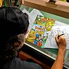 Cartoon-Artist und Helloween-Illustrator Marcos Moura entwickelt in Sao Paulo comichafte Charaktere aus der Wangener Fasnet für ein Mal- ...