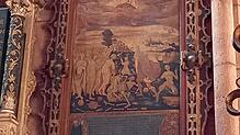 Das hölzerne Grabepitaph für Christoph Eliner in der Universitätskapelle des Freiburger Münsters.
